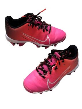 Nike Hyperdiamond 4 Keystone Fastflex Pink Black Softball Cleats Girls Size 1Y